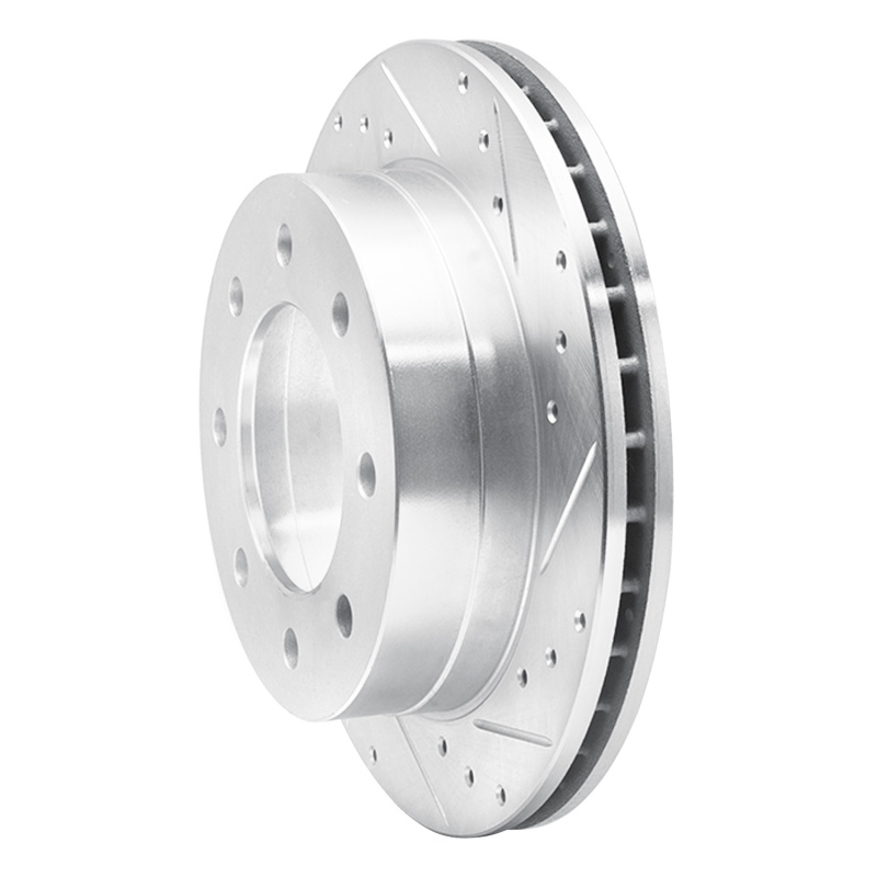 Chevrolet Suburban 2500 Brake Rotor (1) - Rear Right - R1 Concepts - Drilled & Slotted - Silver - `03-`05